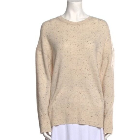 Theory Karenia Crewneck Wool/Cashmere Blend Cream Multi Speckled Womens Sweater - Picture 3 of 6